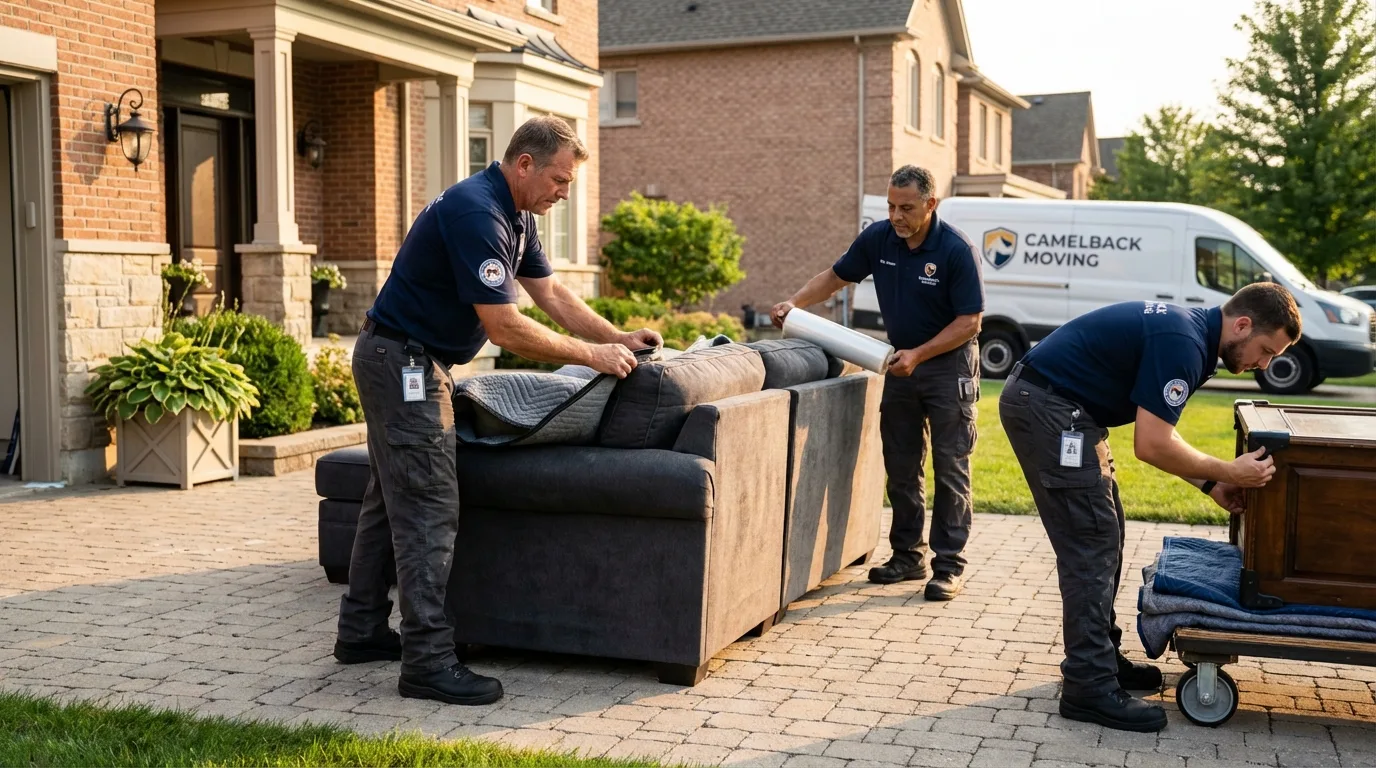 Large estate moving crew wrapping furniture in Wautoma, WI